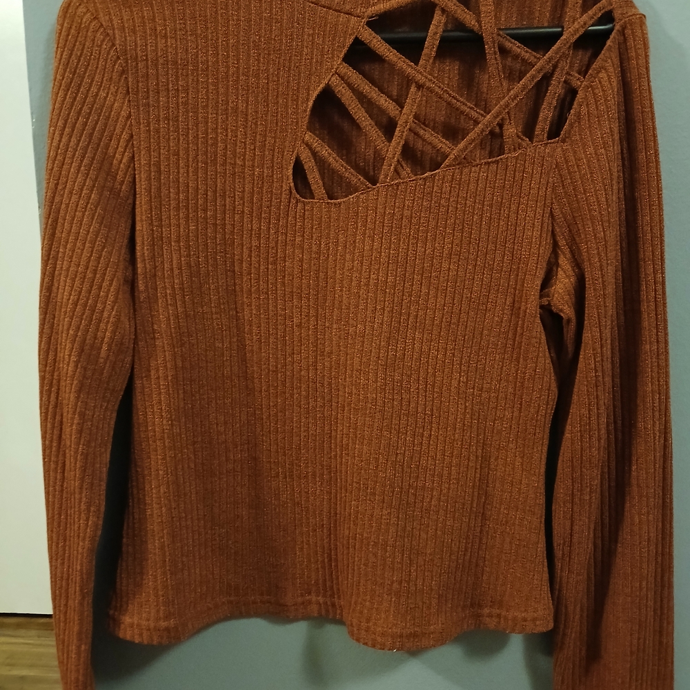SHEIN Rust Sweater with Cutout Design
